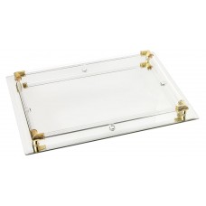 9 x 12 inch Mirror Vanity Tray with Gold Corner Accents   